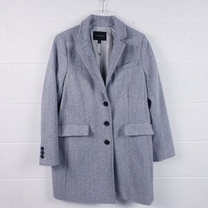 Banana Republic‎ Wool Blend Herringbone Overcoat Dress Coat Light Grey Medium